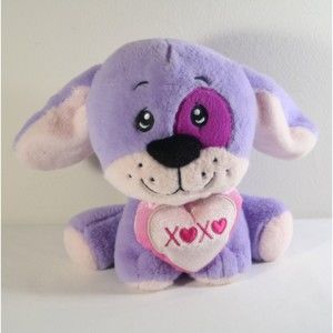 DanDee Purple Puppy Dog 9" Plush Valentine's Day XOXO Heart Stitched Eyes 061746